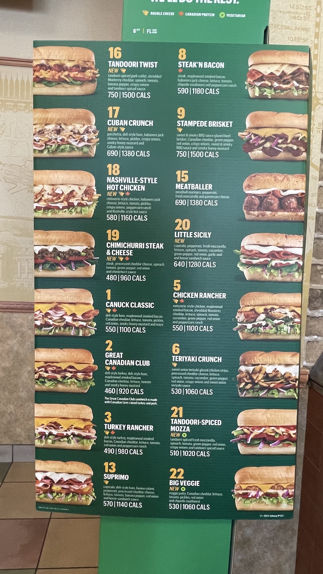 Subway Menu