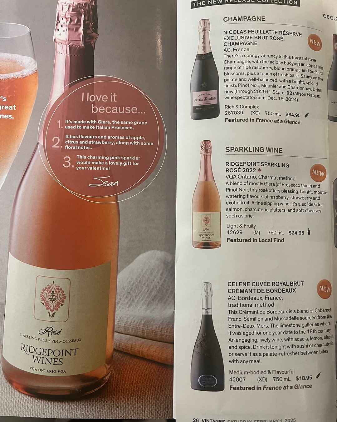 Ridgepoint Wines Menu