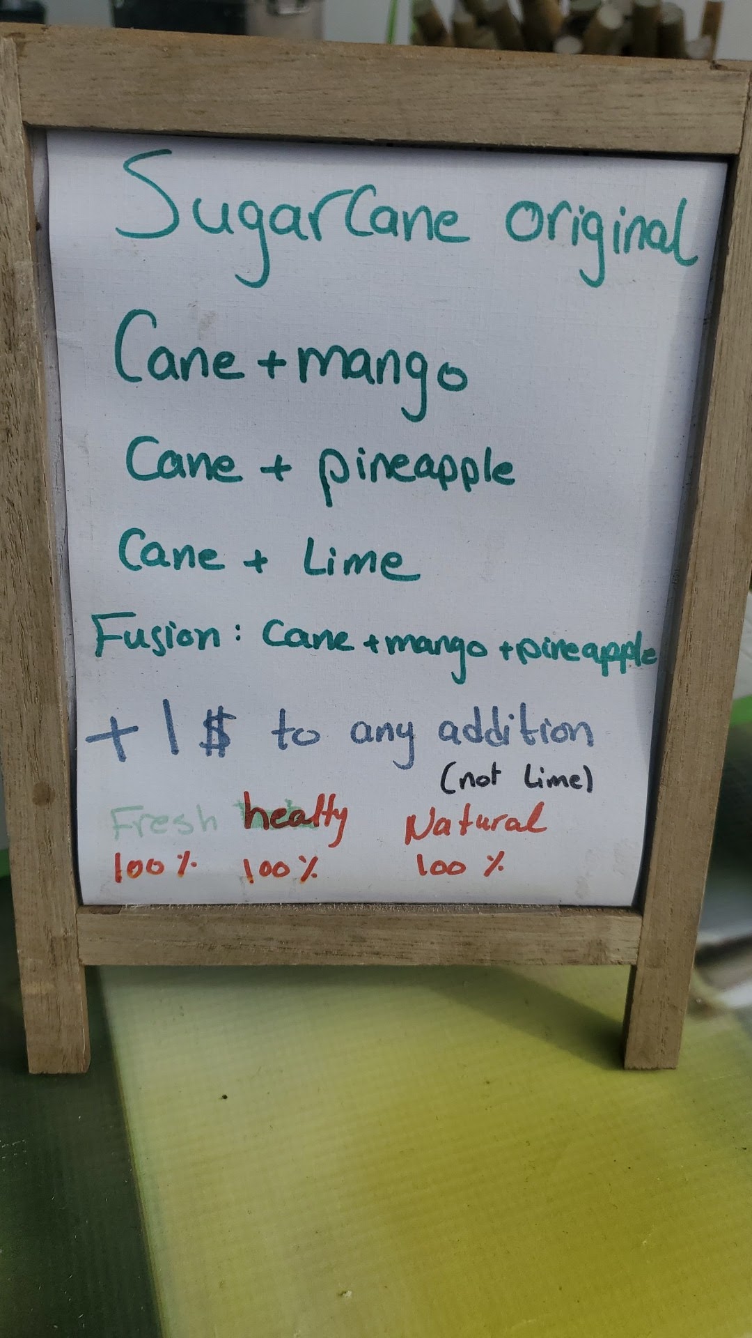 Mo’s Sugarcane Juice Menu