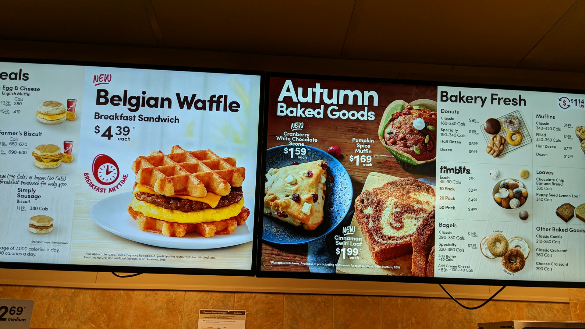 Tim Hortons Menu