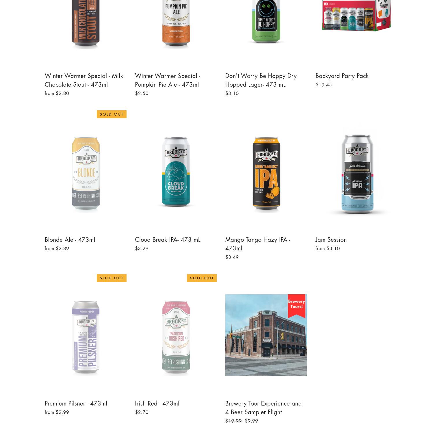 Brock Street Brewing Company Menu