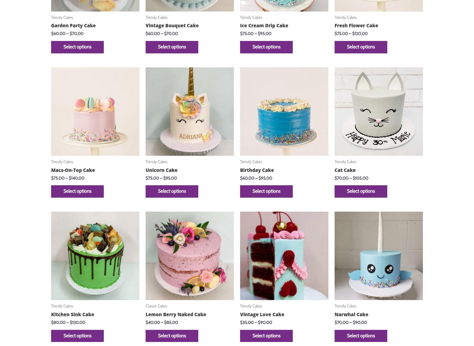 Sweet Revenge Bake Shop Menu