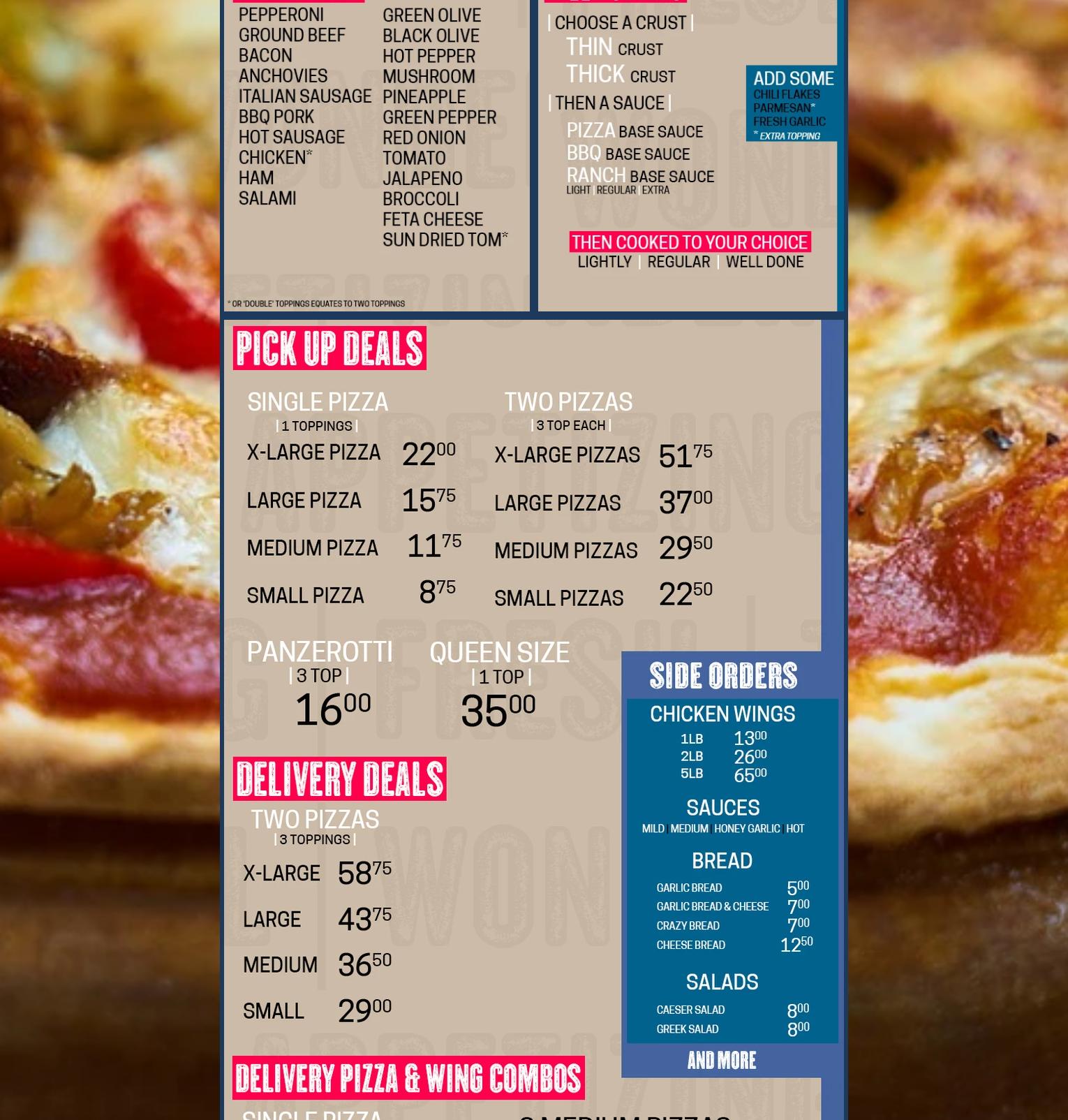 Napoli Pizza & Wings Menu