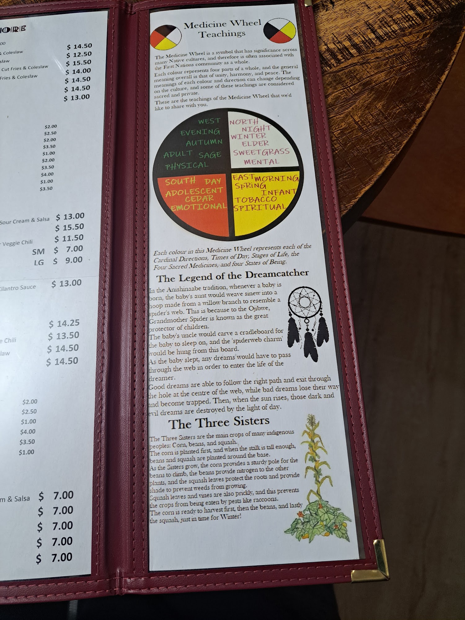 Native Wonders Gourmet Grub Menu