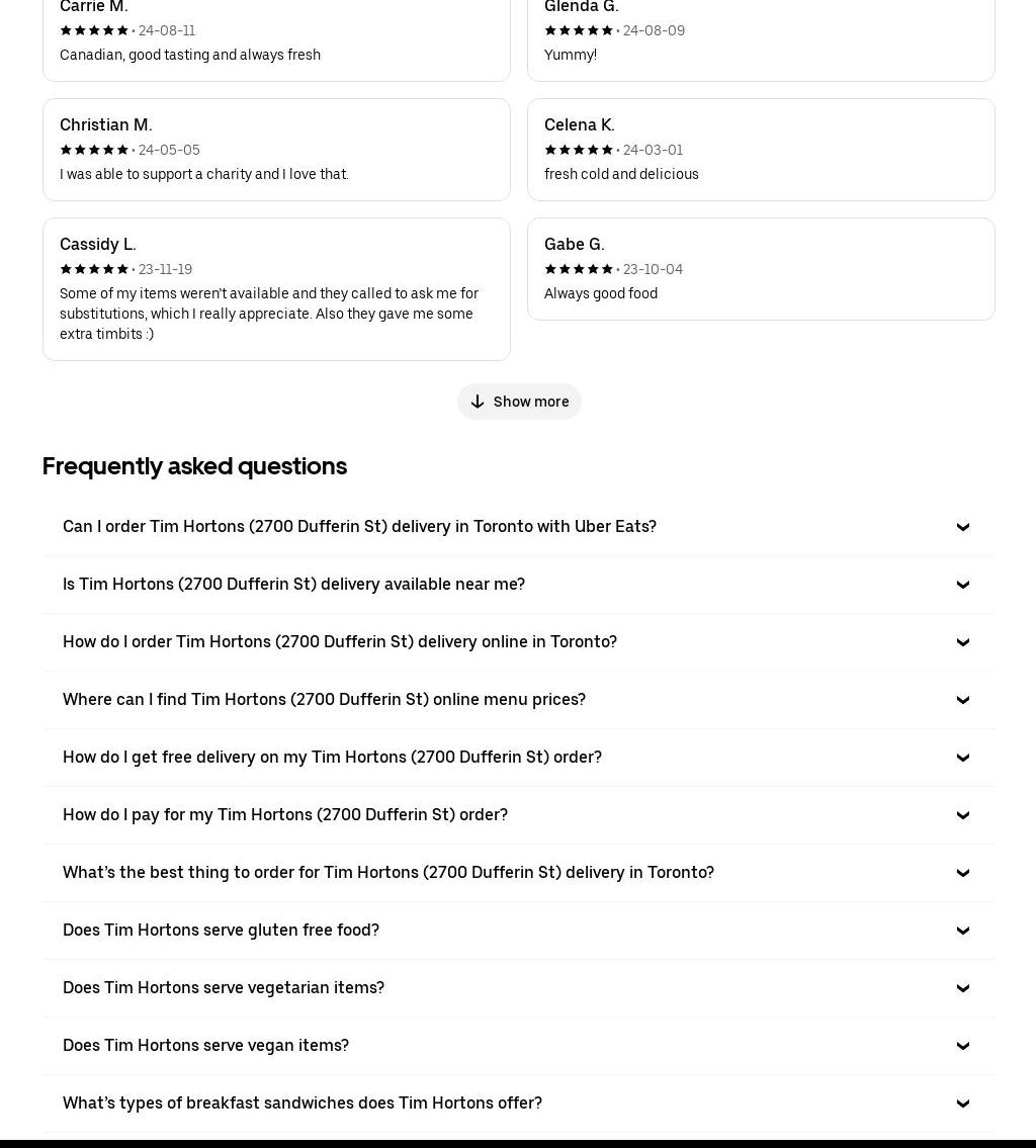 International Pastries Menu