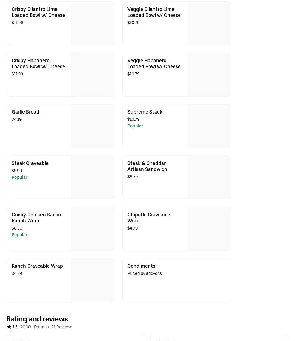 International Pastries Menu