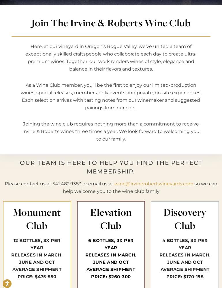 Irvine & Roberts Vineyards Menu