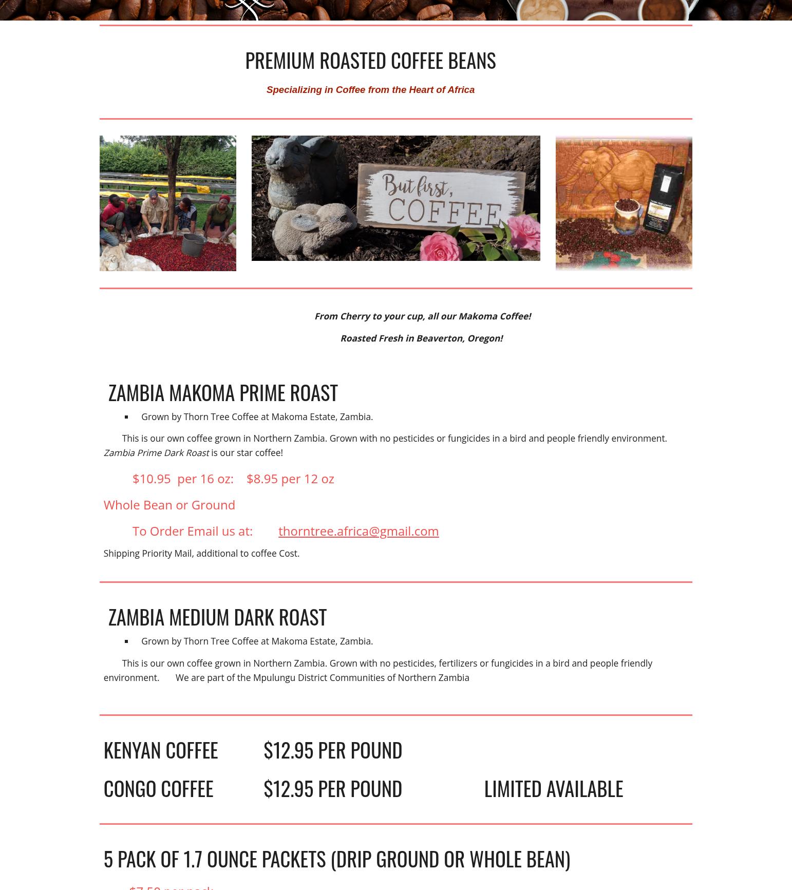 Thorn Tree Coffee Menu