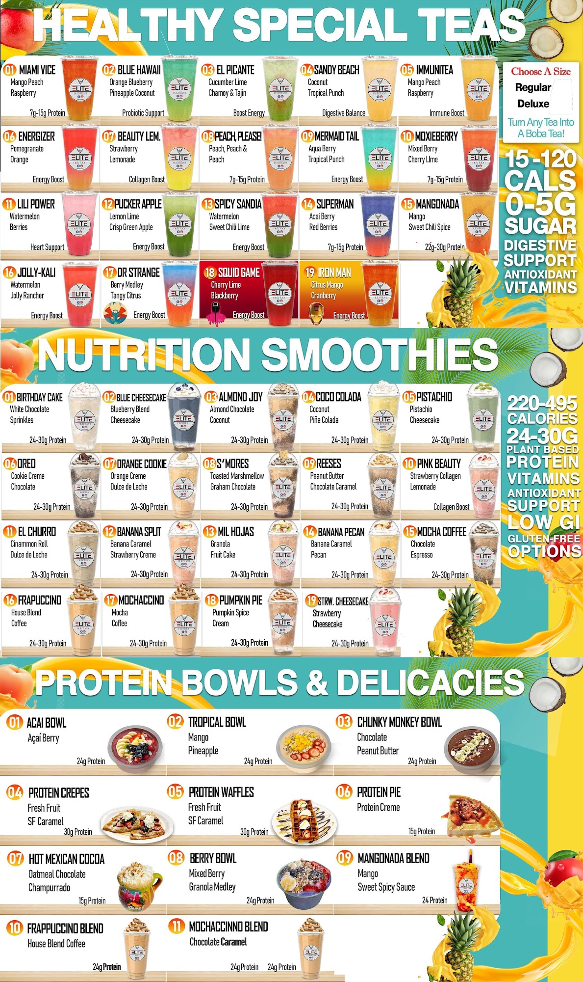 Elite nutricion pdx Menu