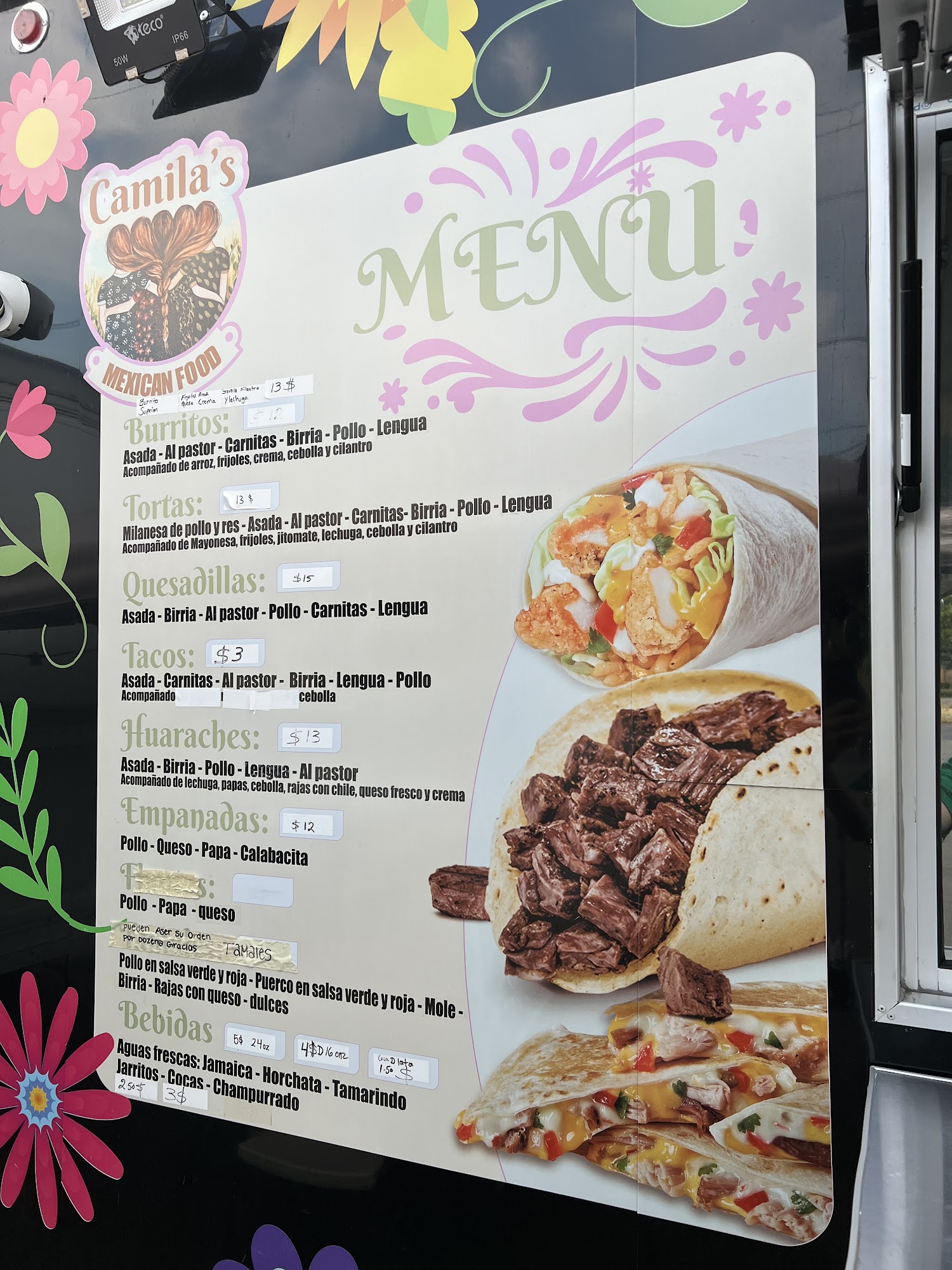 Camila's Mexican Food Menu