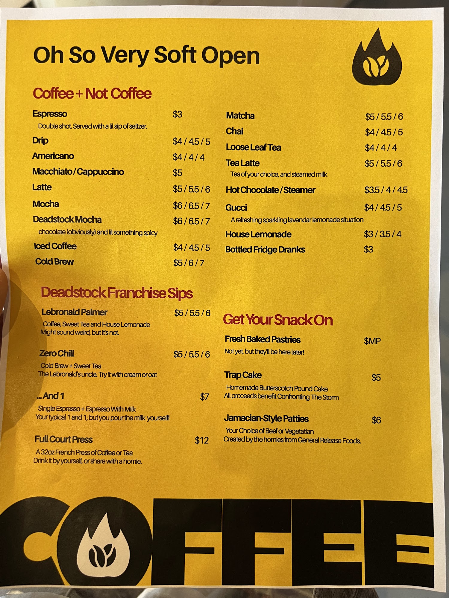 Deadstock Coffee Beaverton Menu