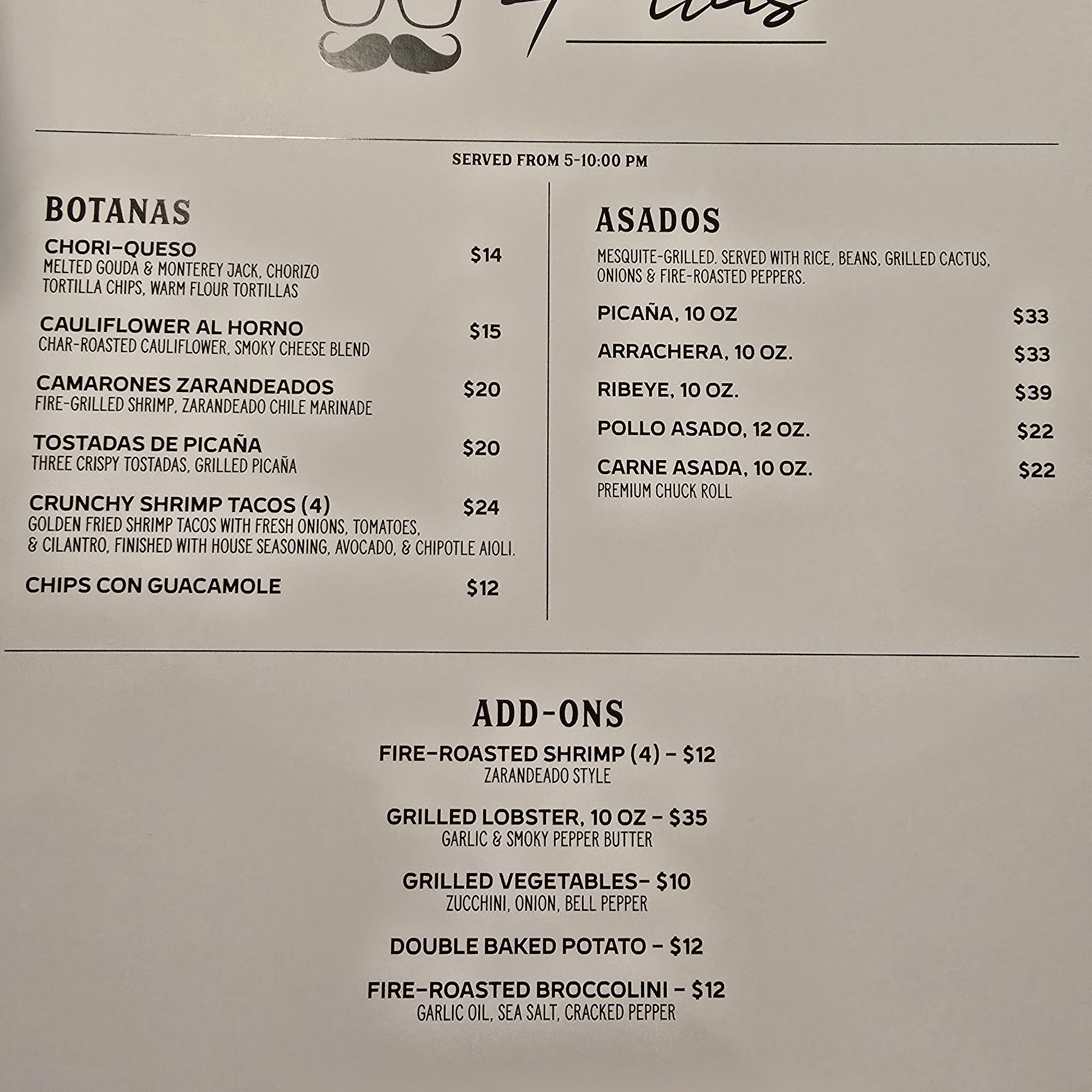 Tacos Fita Menu