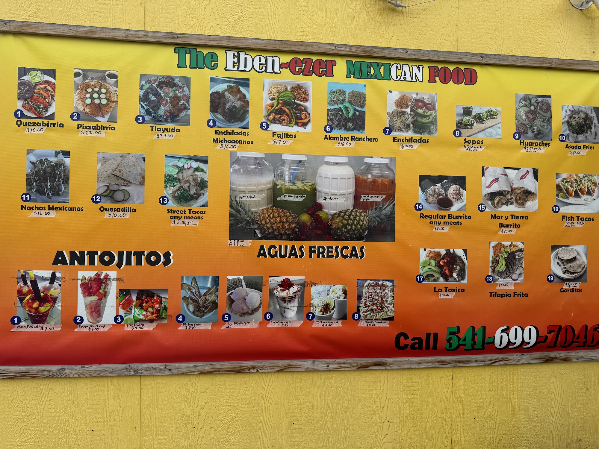 THE EBEN-EZER MEXICAN FOOD Menu