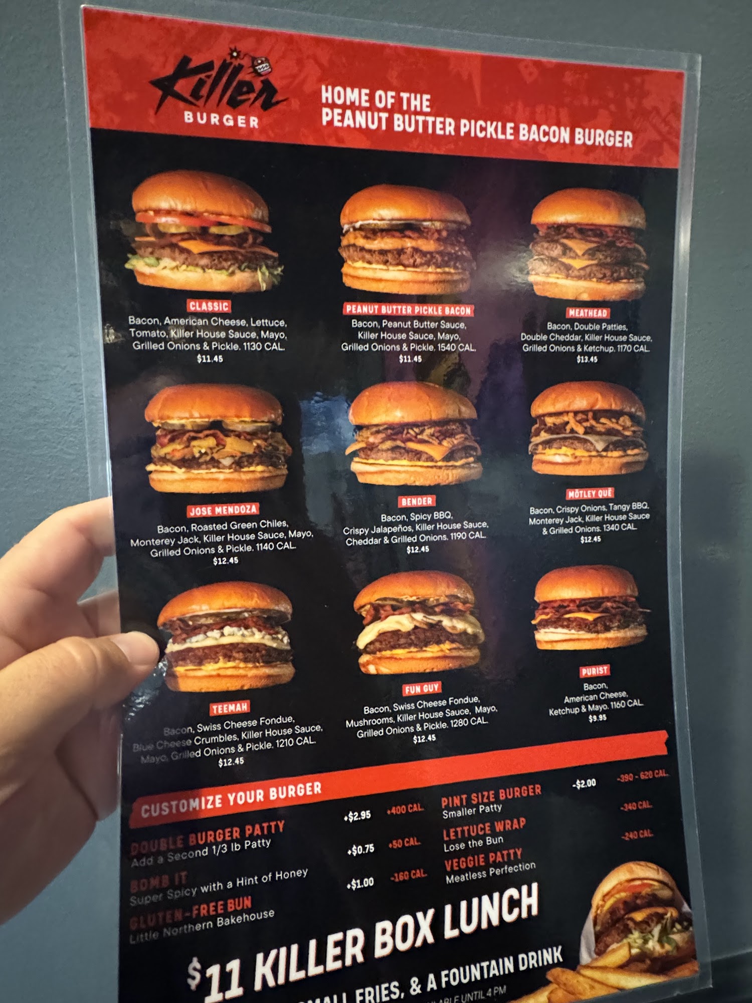 Killer Burger Bend Menu