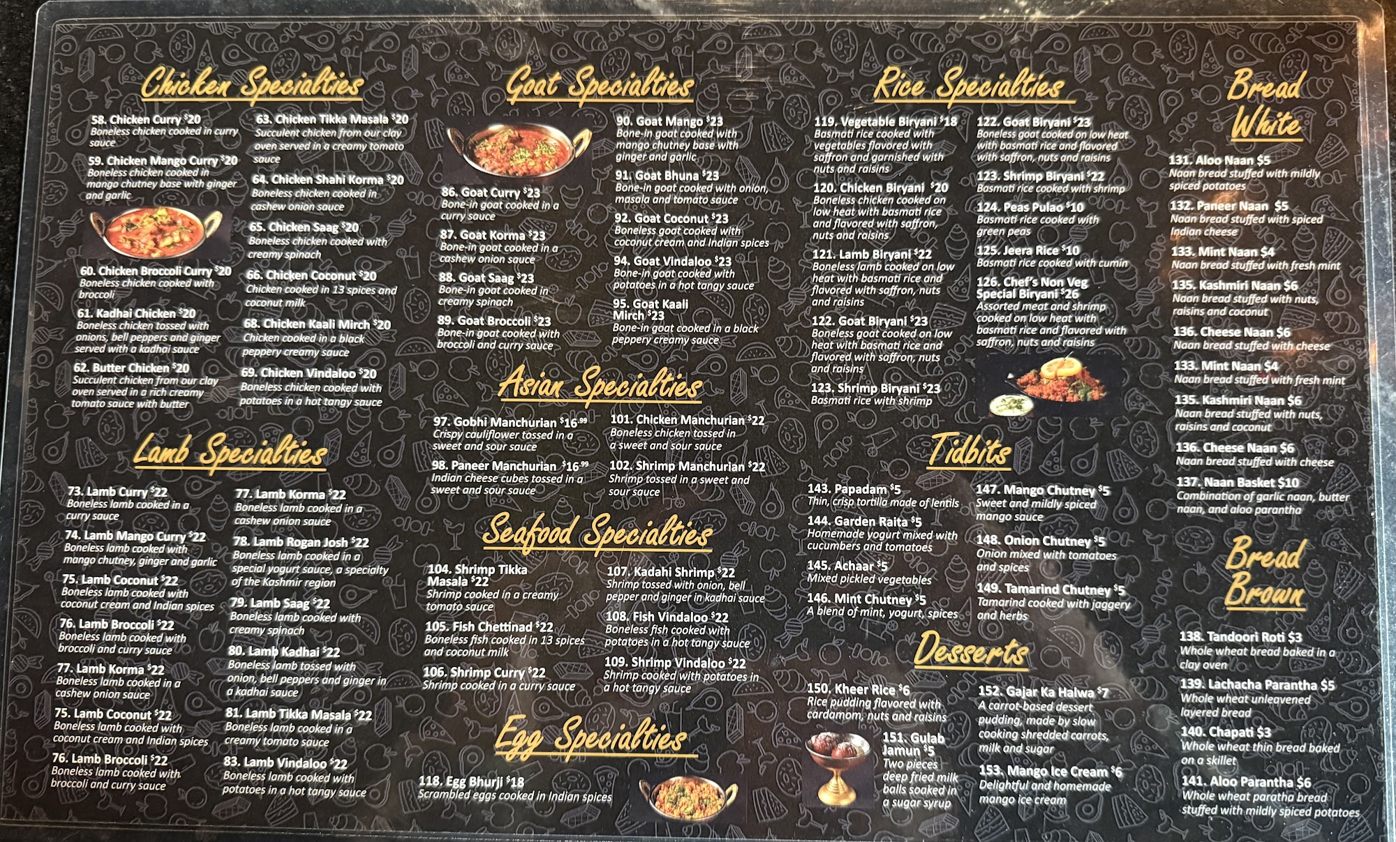 The Crown Curry Menu