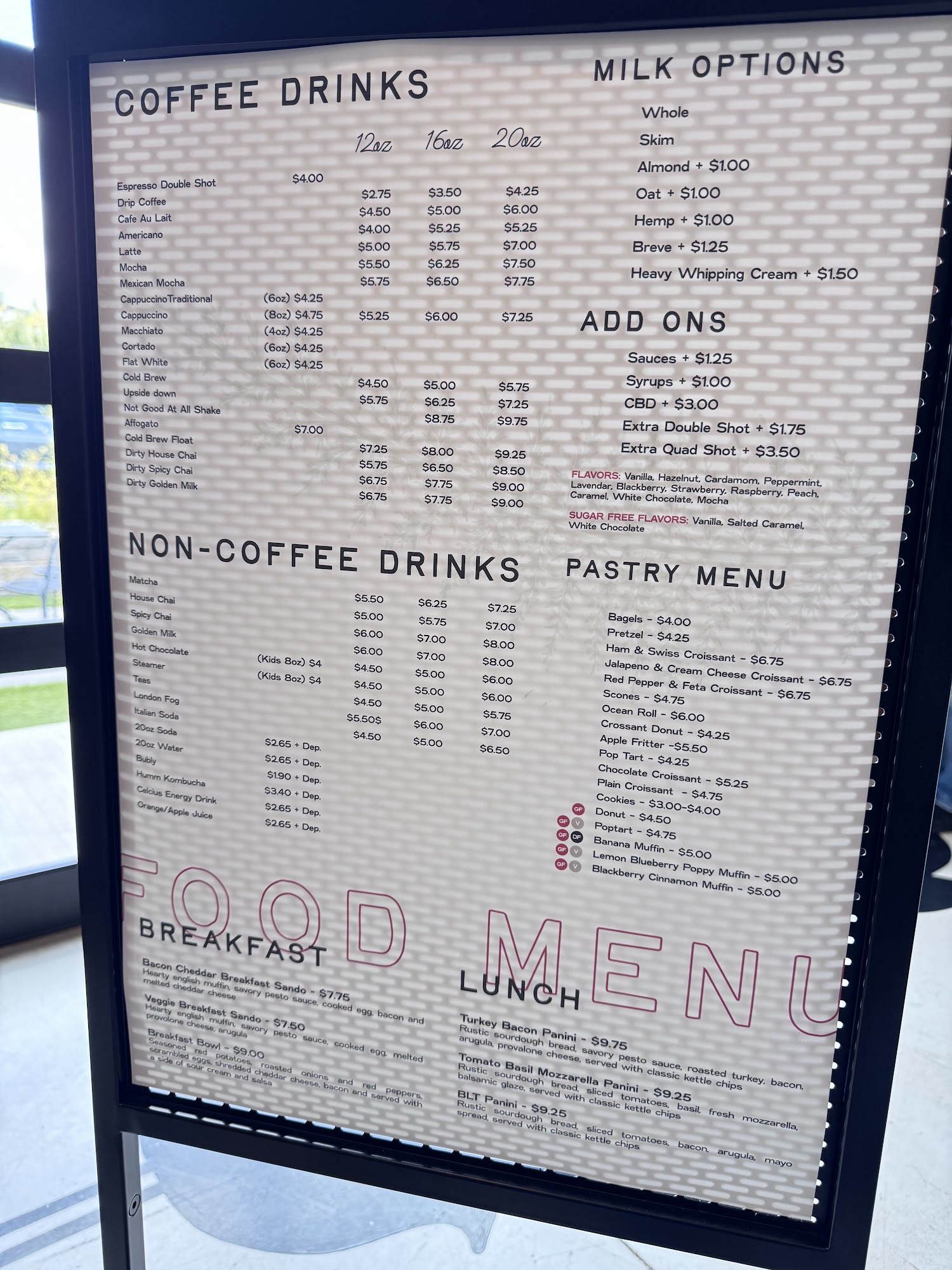 Fox & Fern Coffee Menu