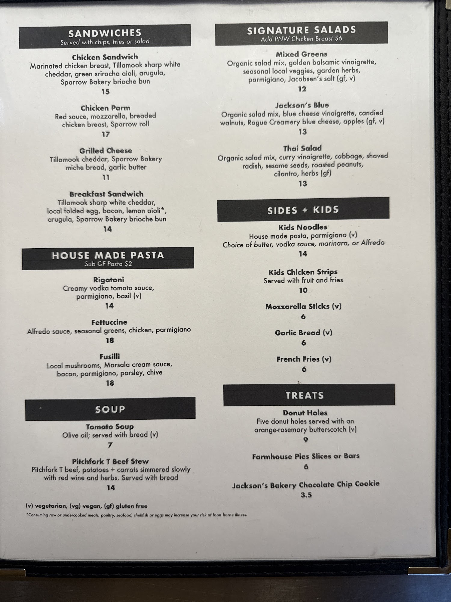 Jackson's Outpost - The Grove Menu