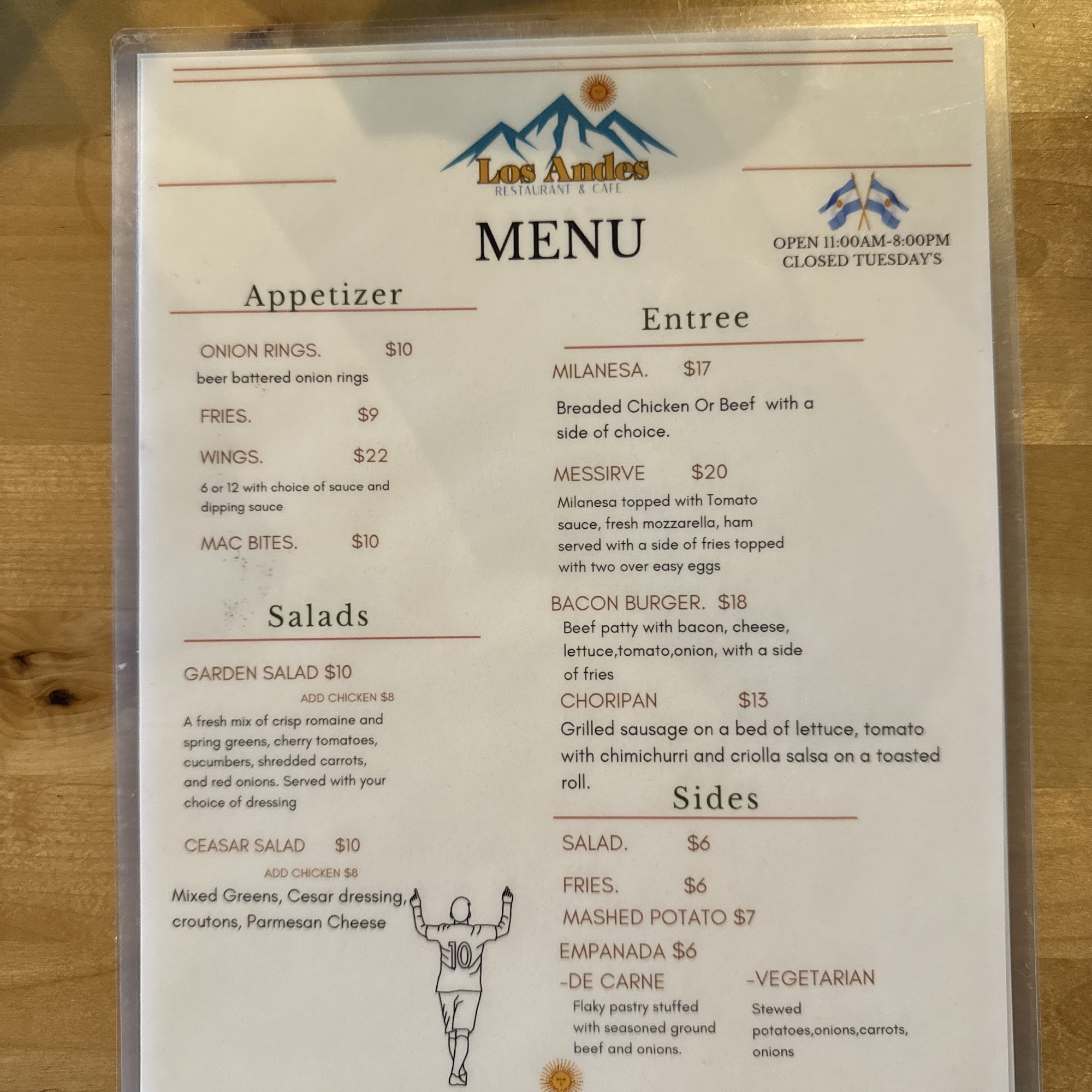 Los Andes Menu