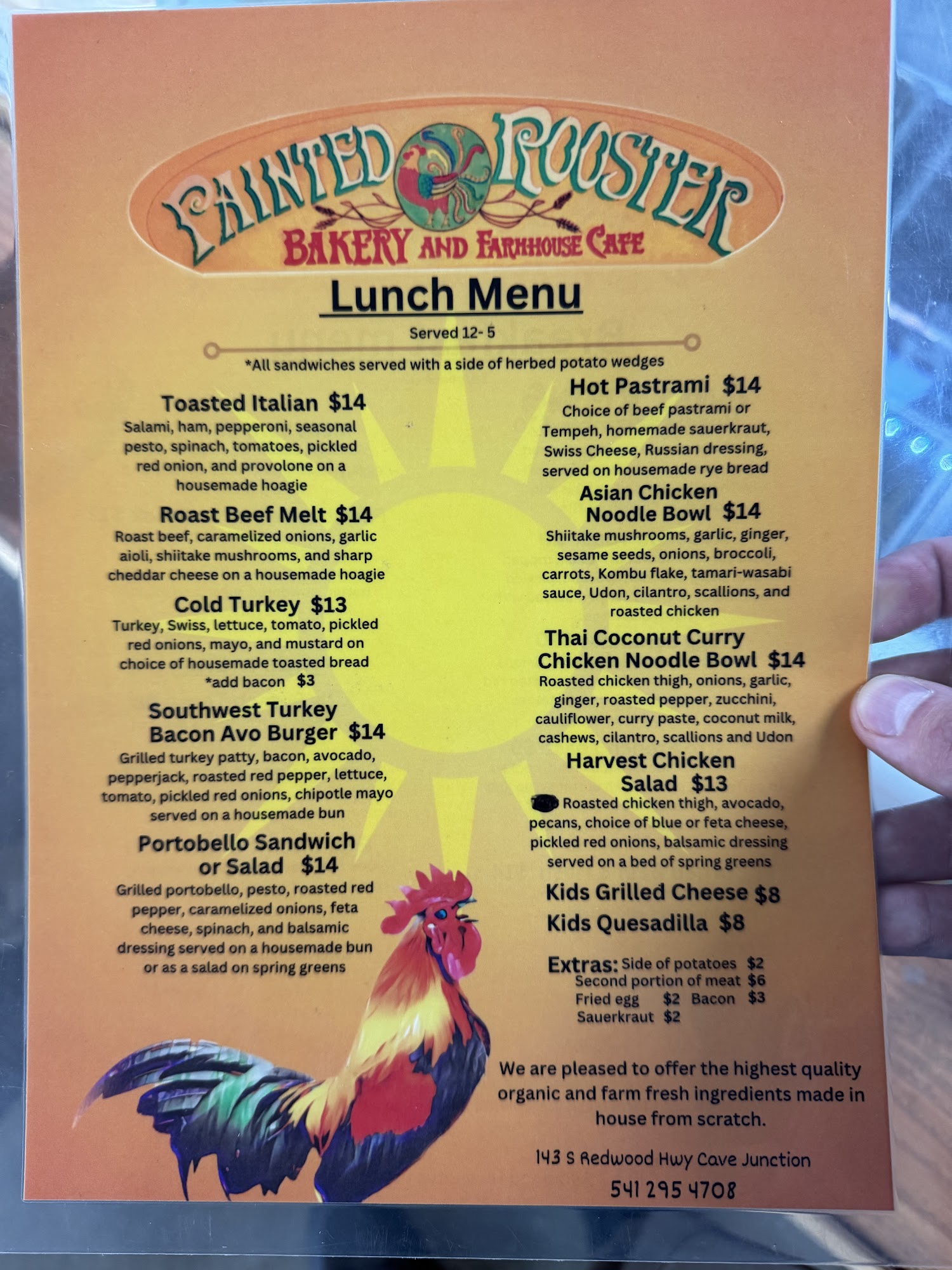 Painted Rooster Bakery Menu