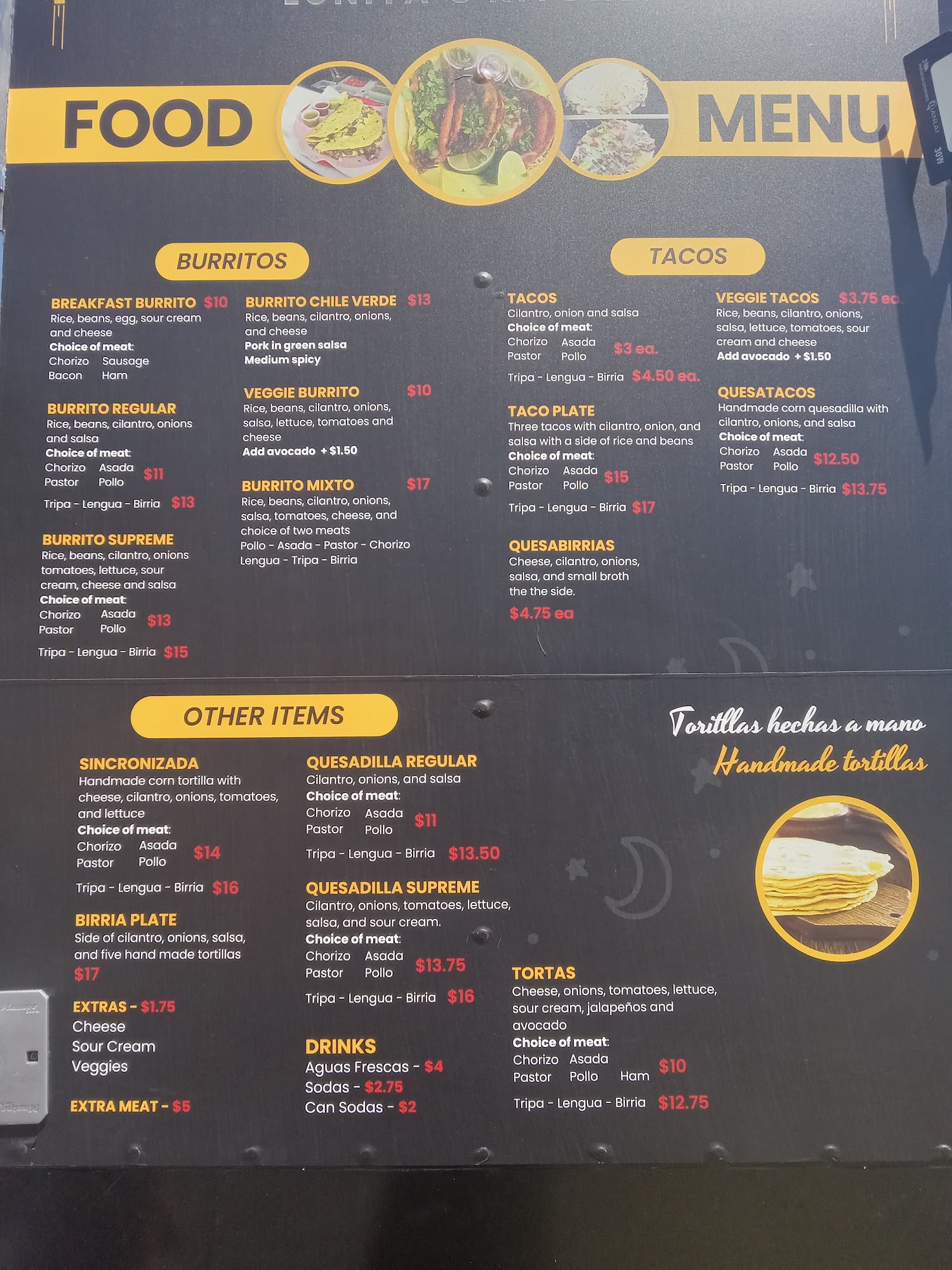 Lunita's Kitchen Menu