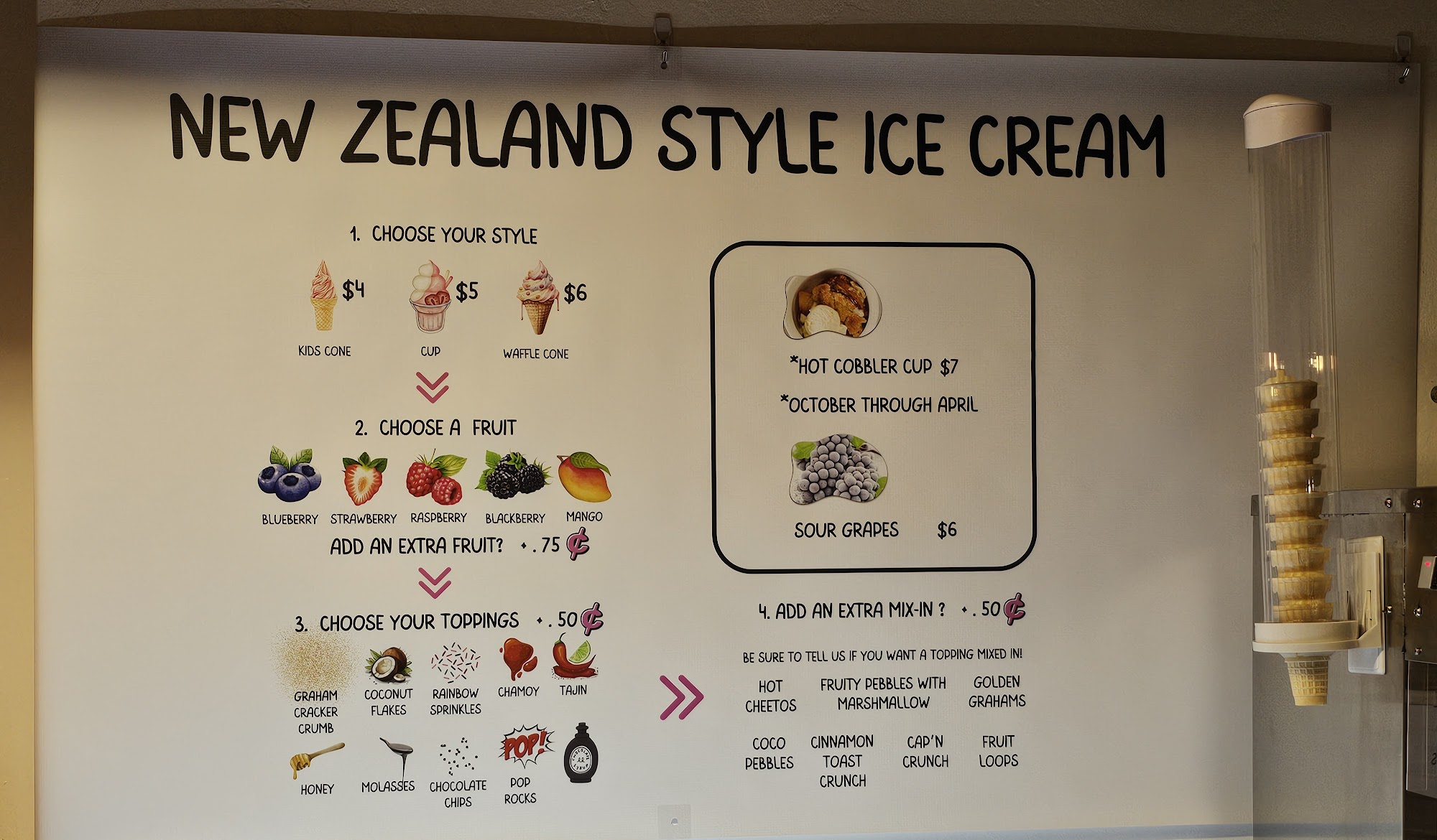 Cone Heads Real Fruit Ice Cream Menu