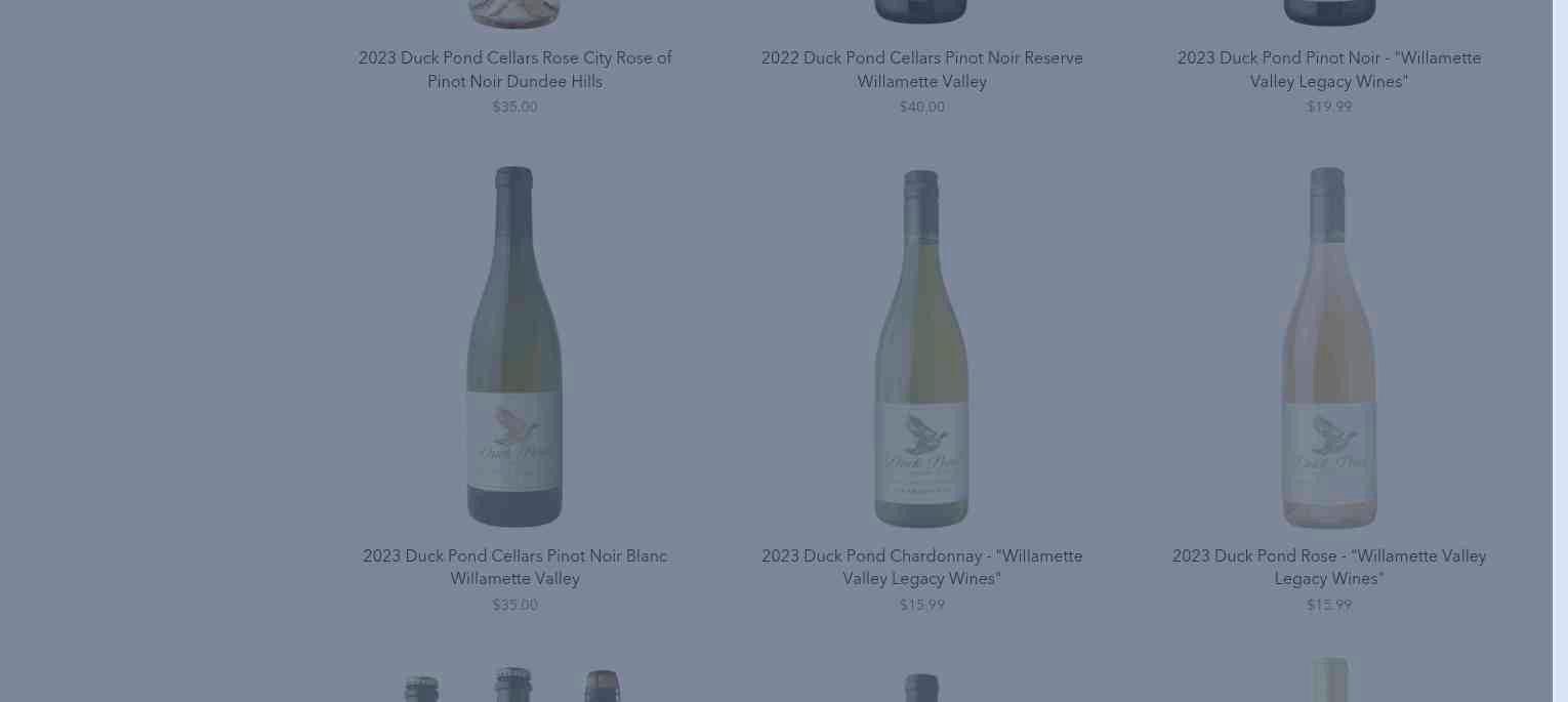 Duck Pond Cellars Wine & Spirits Menu