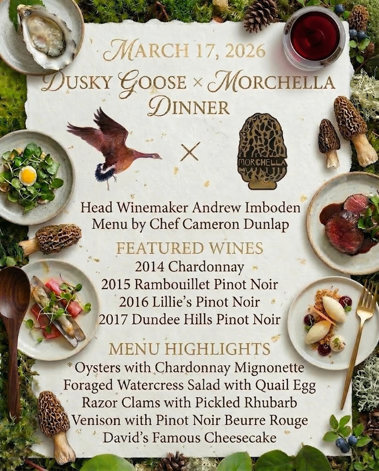 Dusky Goose Winery Menu