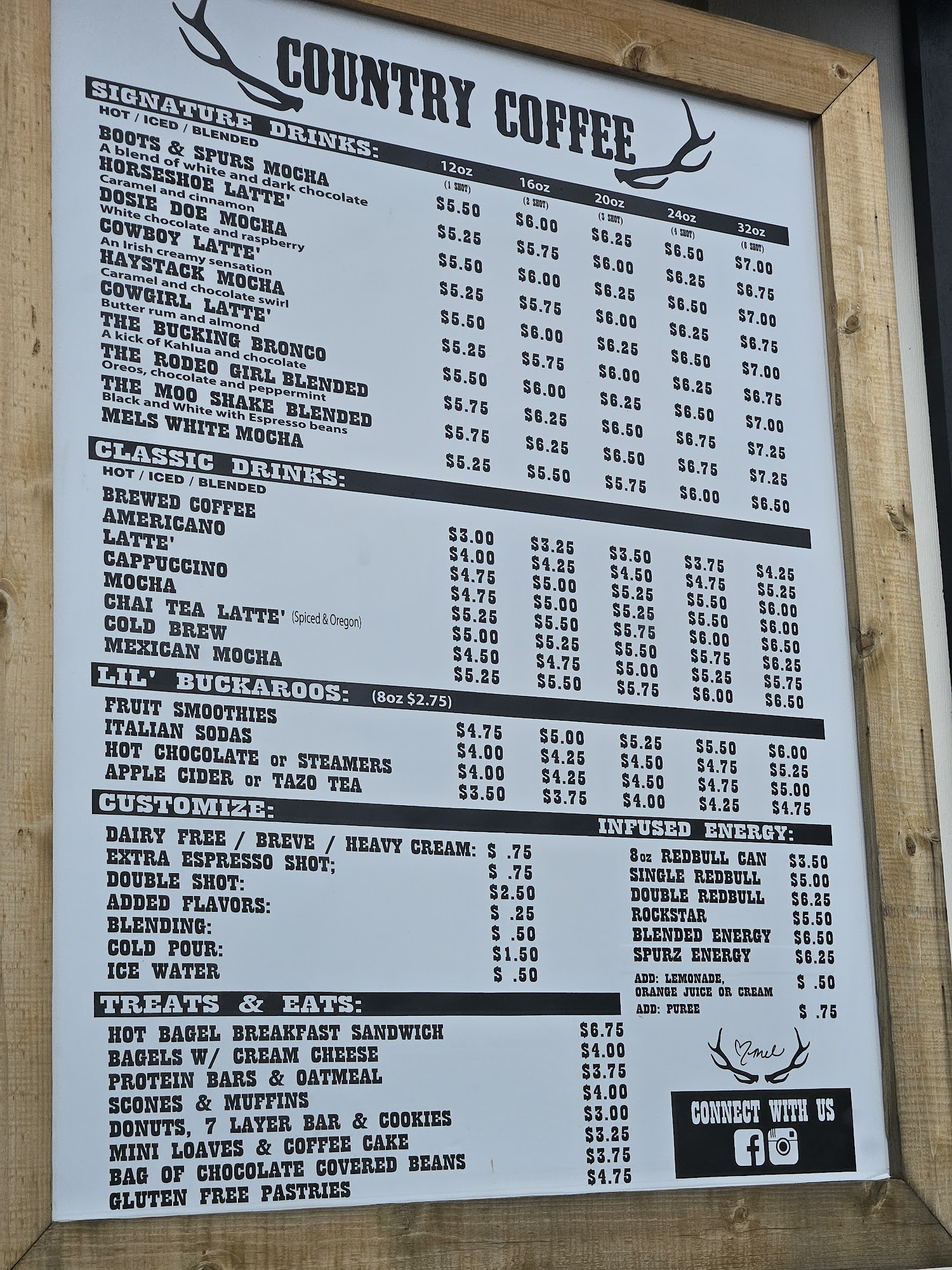 Country Coffee Menu