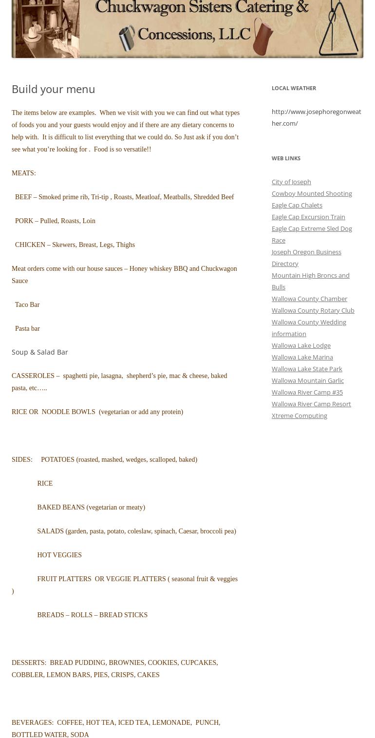 CHUCKWAGON SISTERS Catering Menu