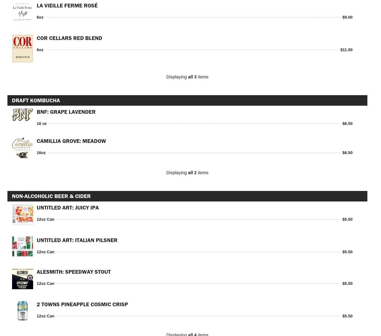 Oakshire Brewing Menu