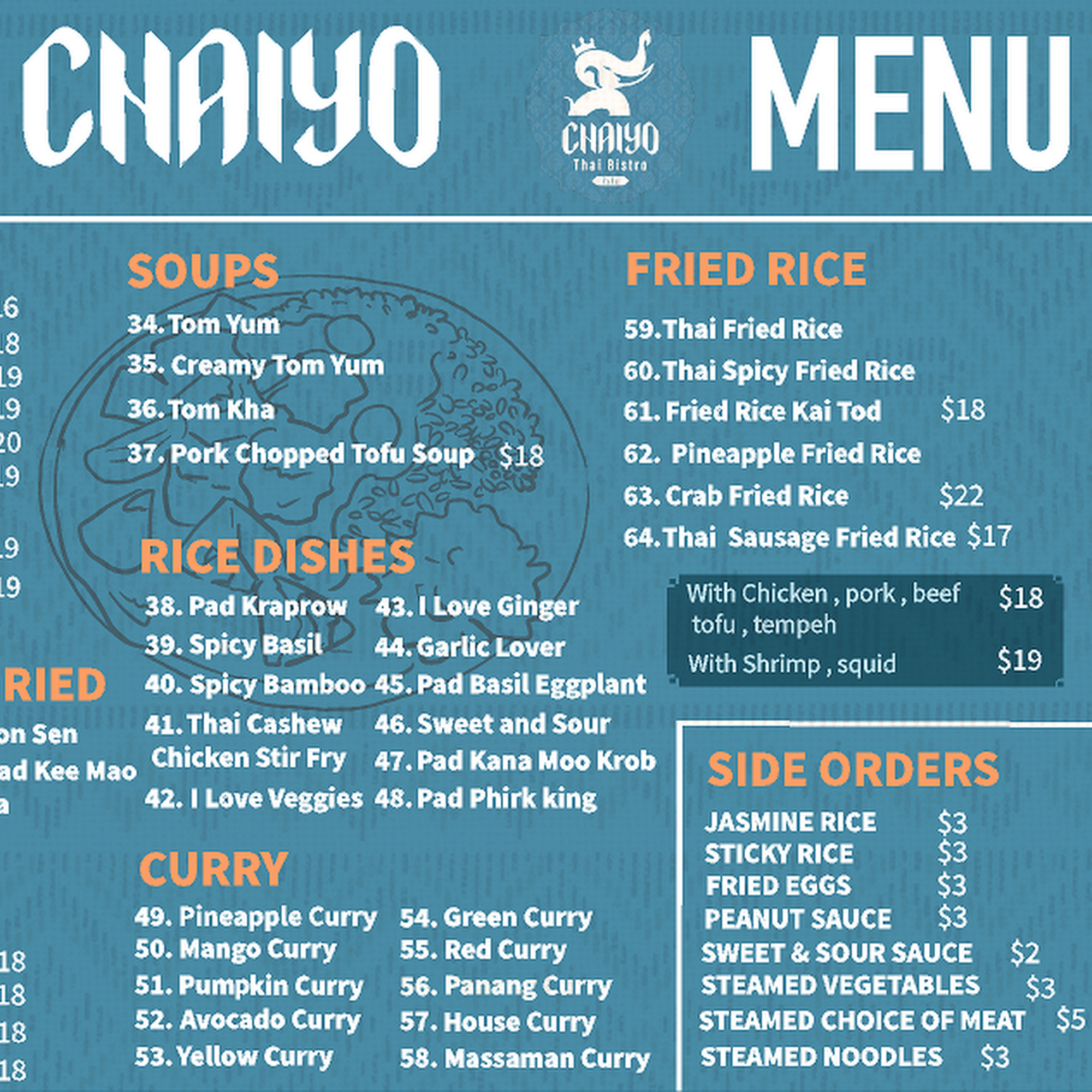 Chaiyo Thai Bistro Menu