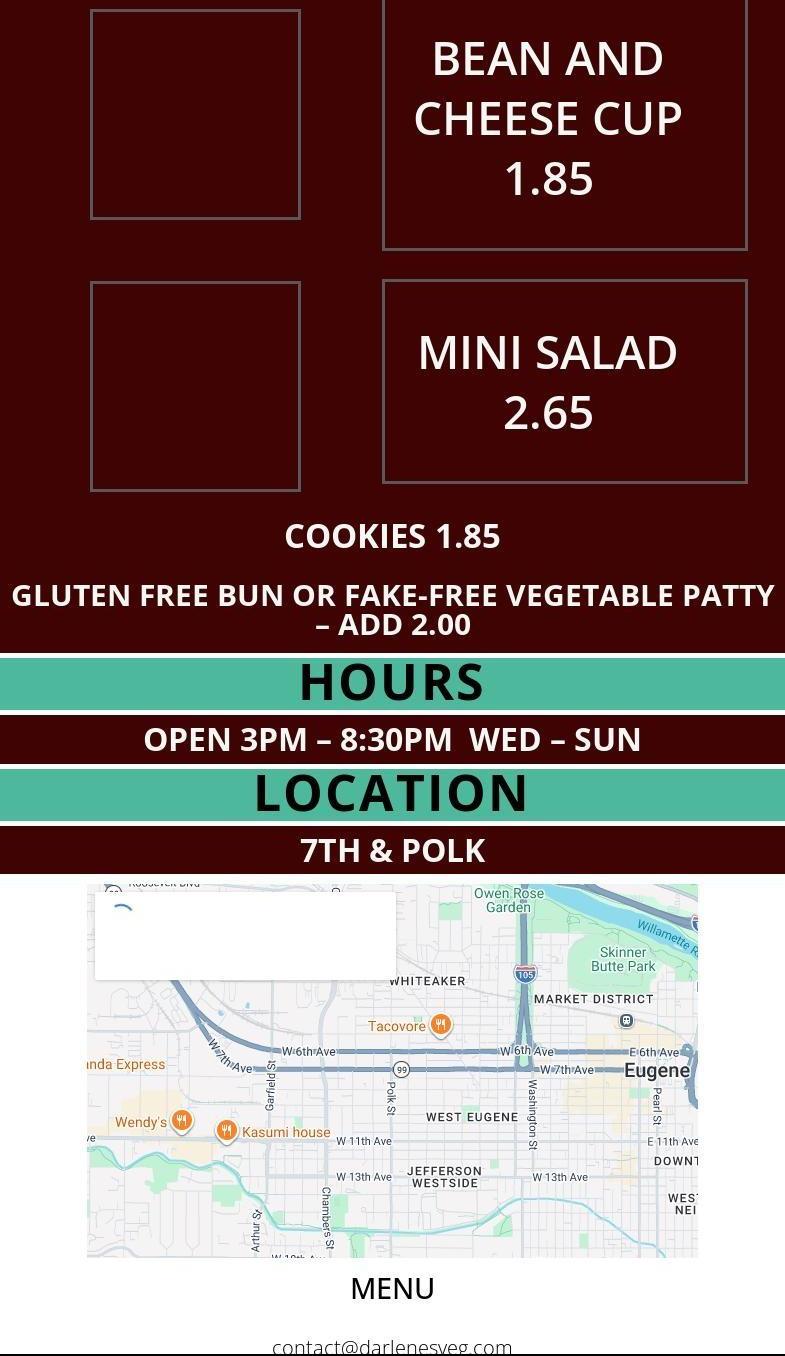 Darlene's Veg Menu