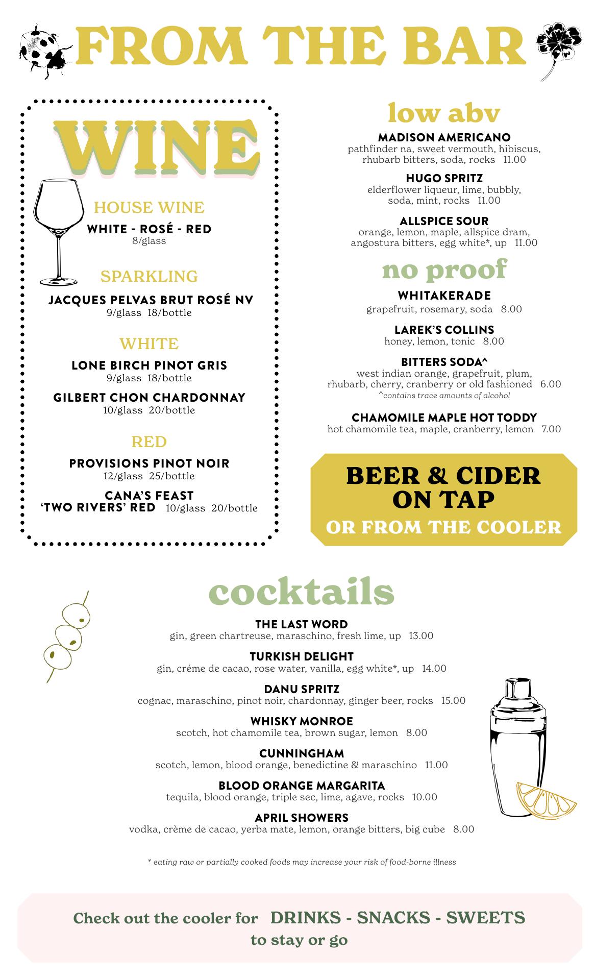 Provisions Thirteen Menu