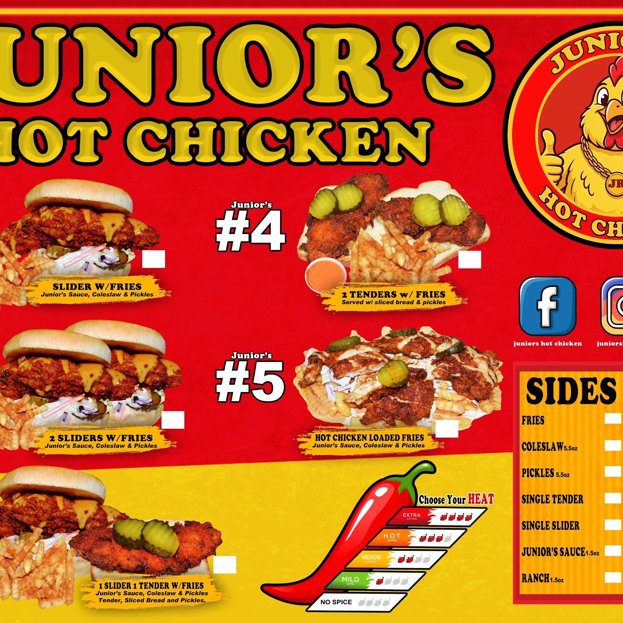 Junior’s Hot Chicken Menu