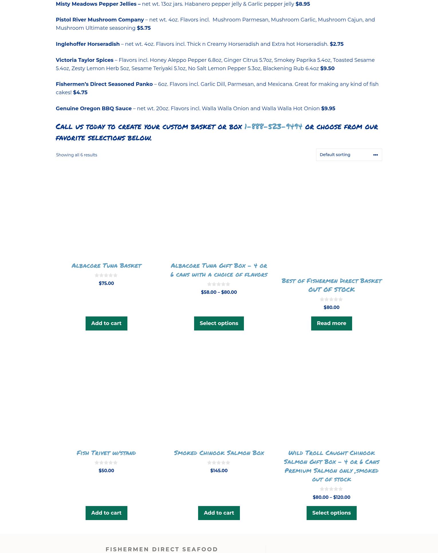 Fishermen Direct Seafoods Menu