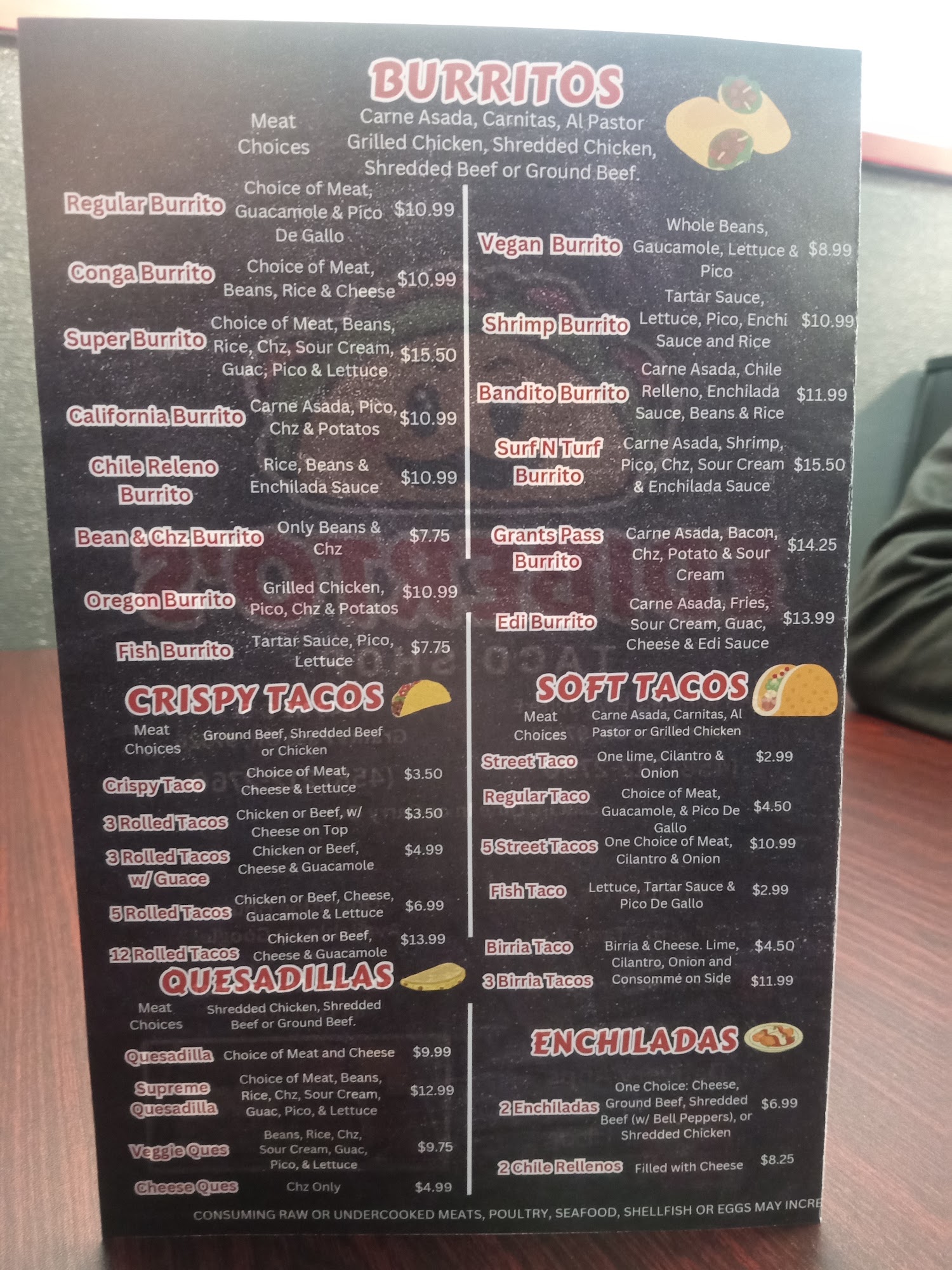 Ediberto's Taco Shop Menu
