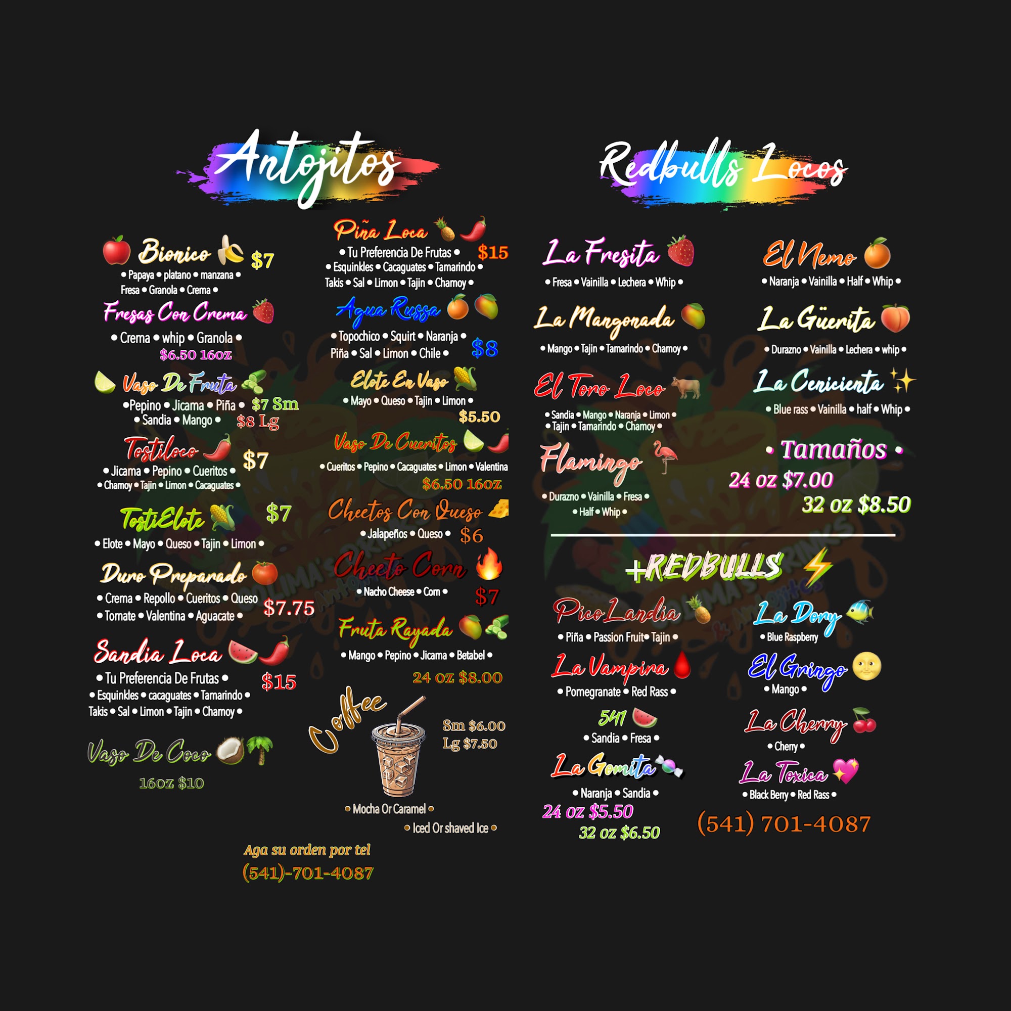 Colimas Drinks & Antojitos Menu