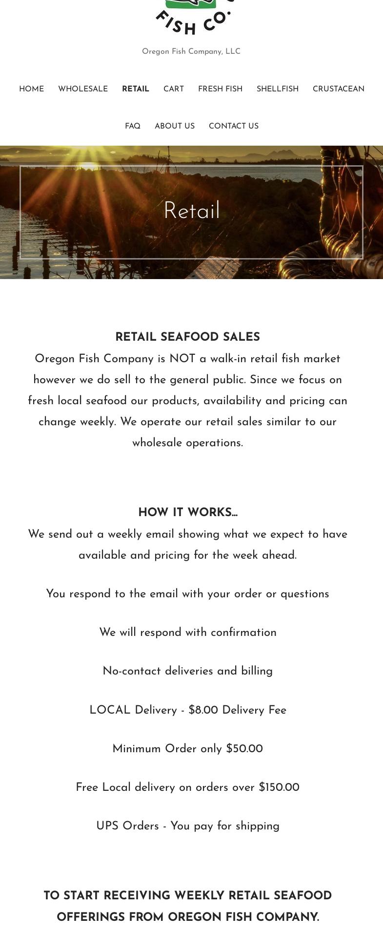 Oregon Fish Co. Menu