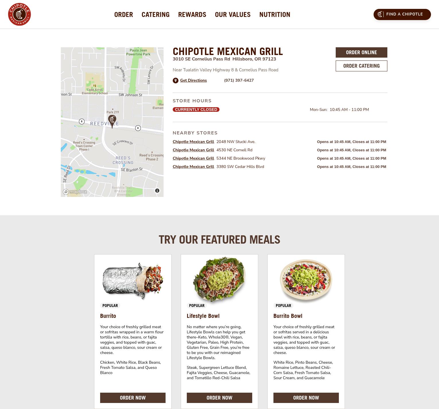 Chipotle Mexican Grill Menu