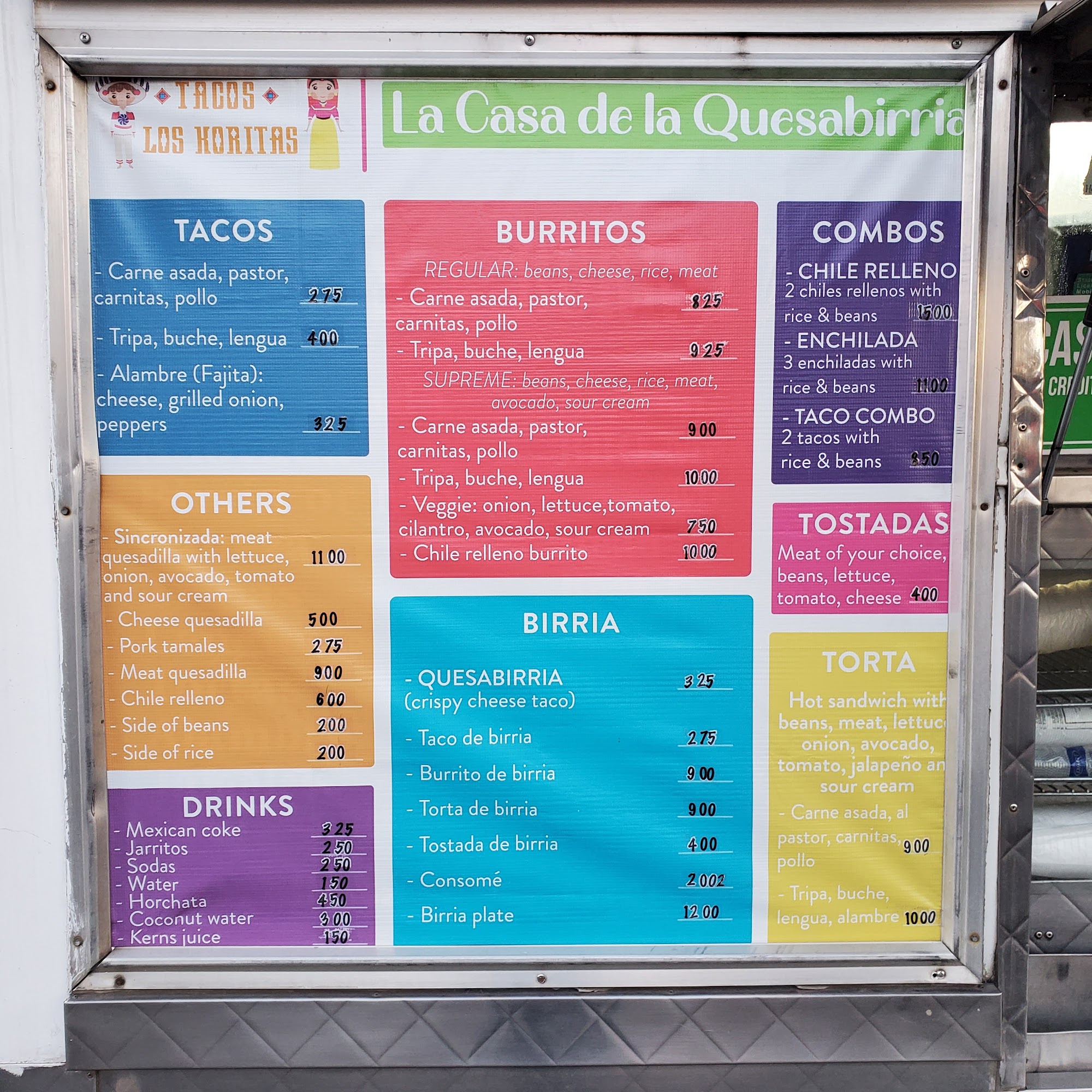 Tacos Los Koritas Menu