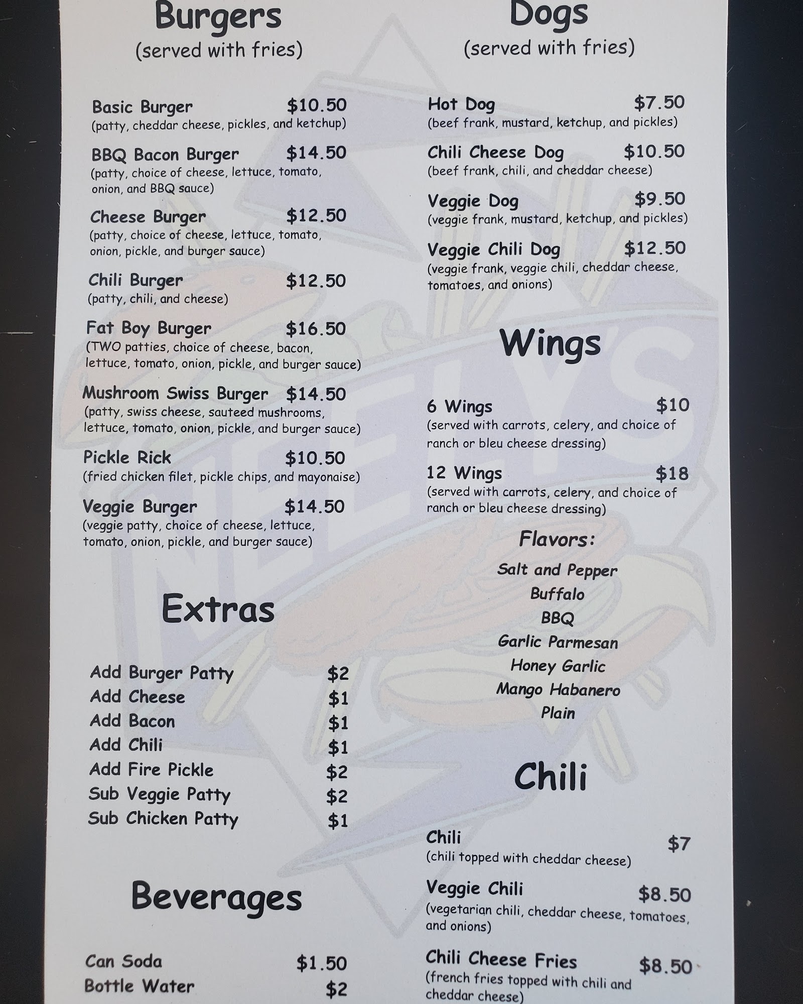 Neely's Food Truck Menu