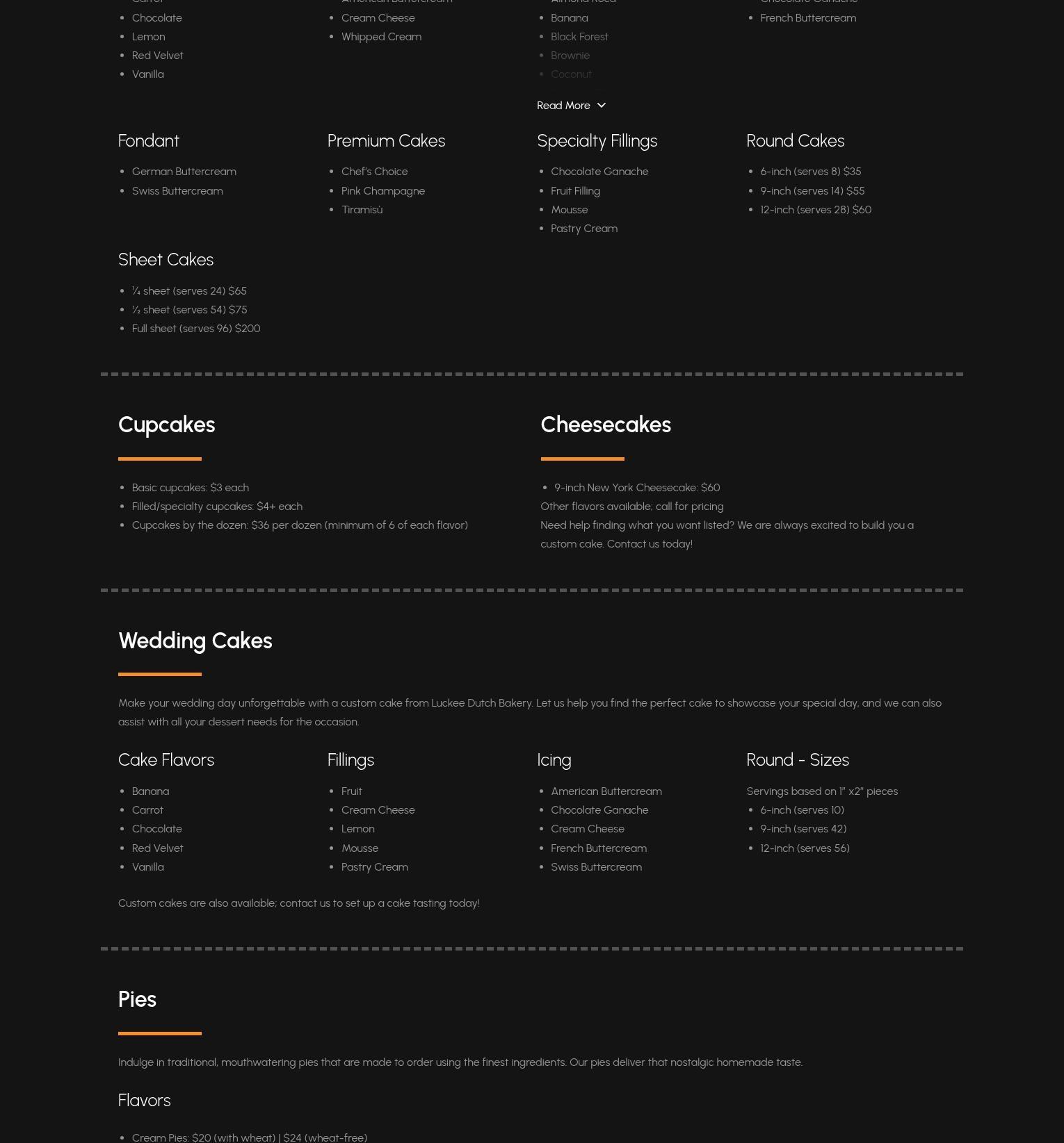 Luckee Dutch Bakery Menu