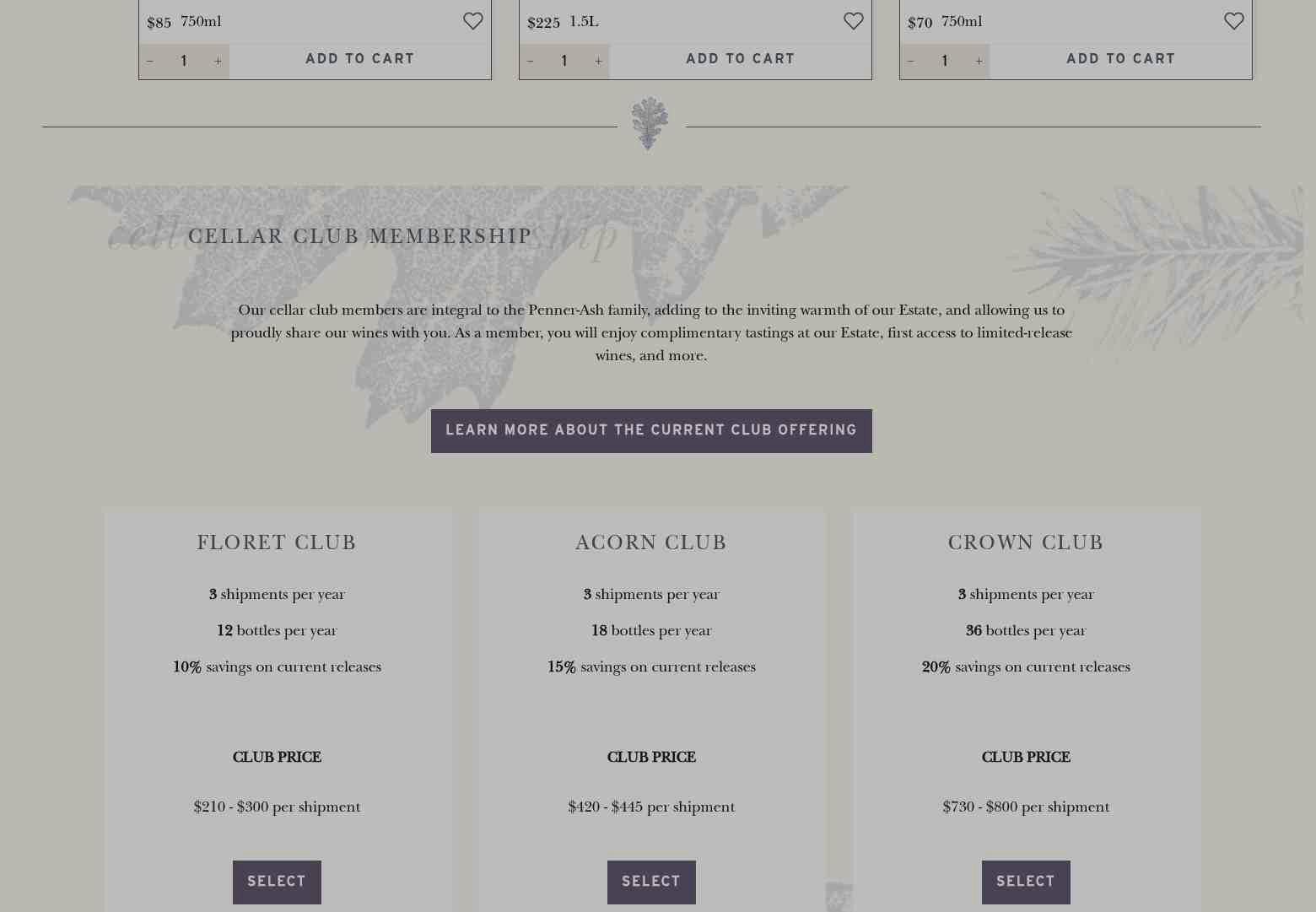 Penner-Ash Wine Cellars Menu