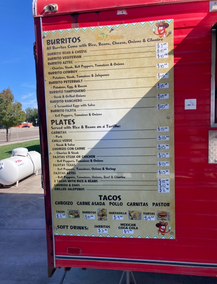 Tacos Cancun Menu