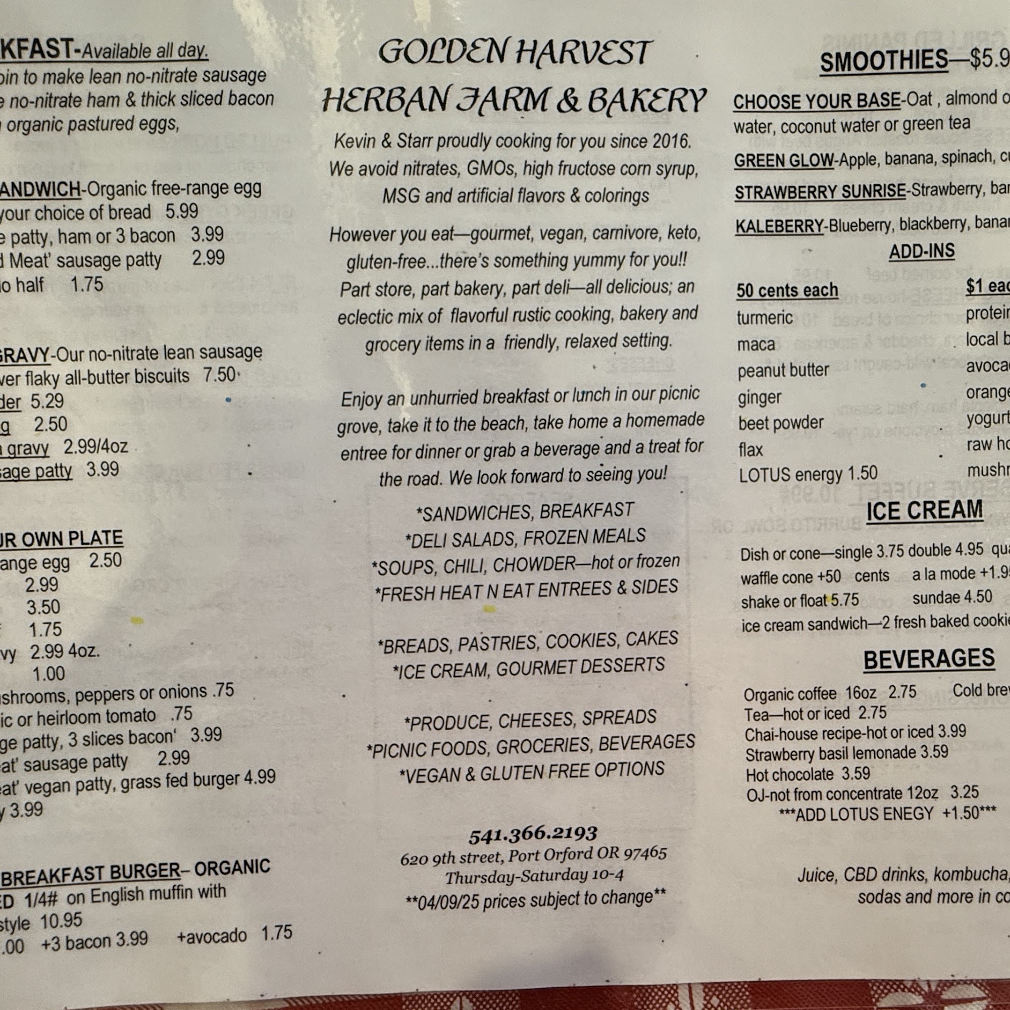 Golden Harvest Herban Farm and Bakery Port Orford