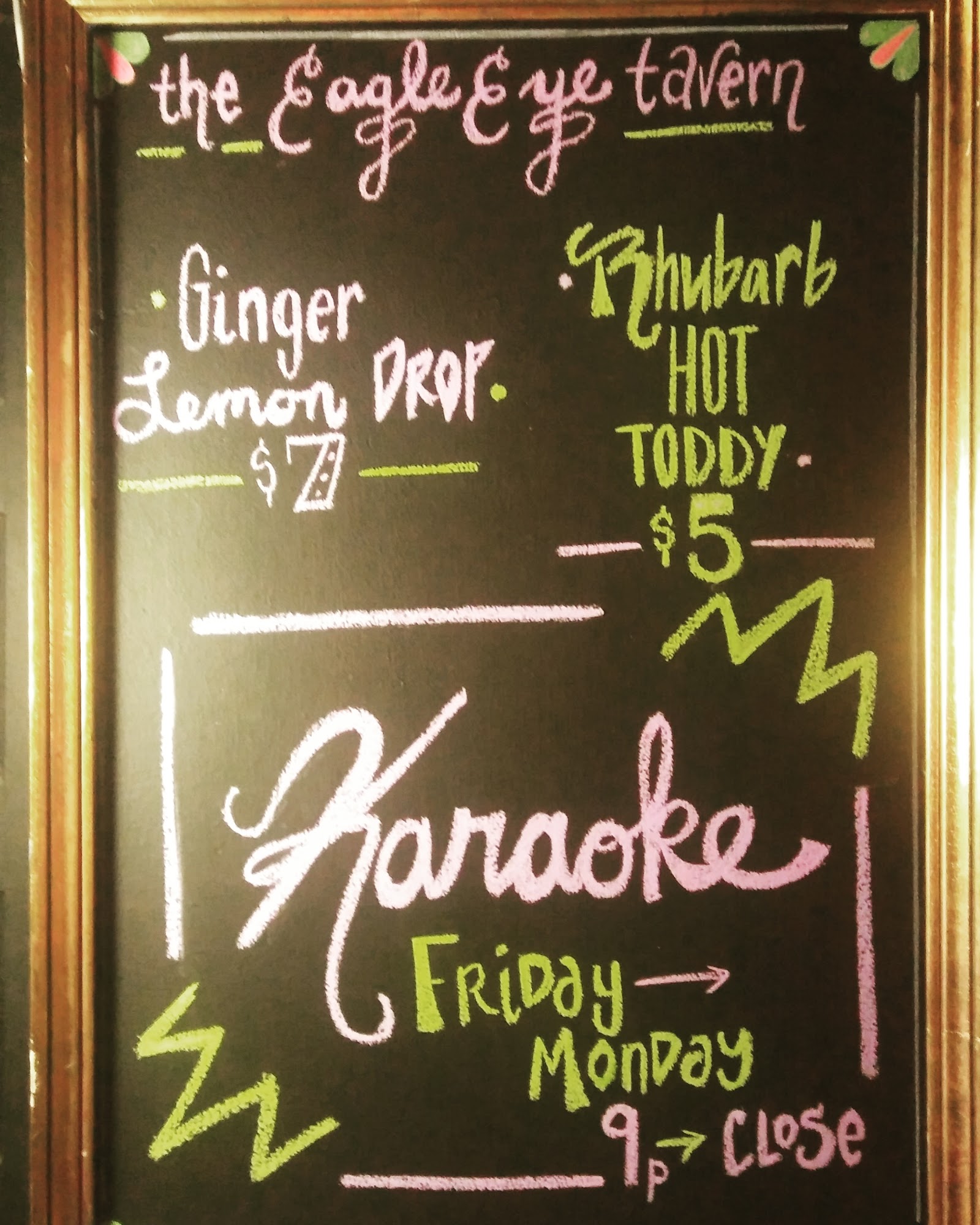 The Eagle Eye Tavern Menu