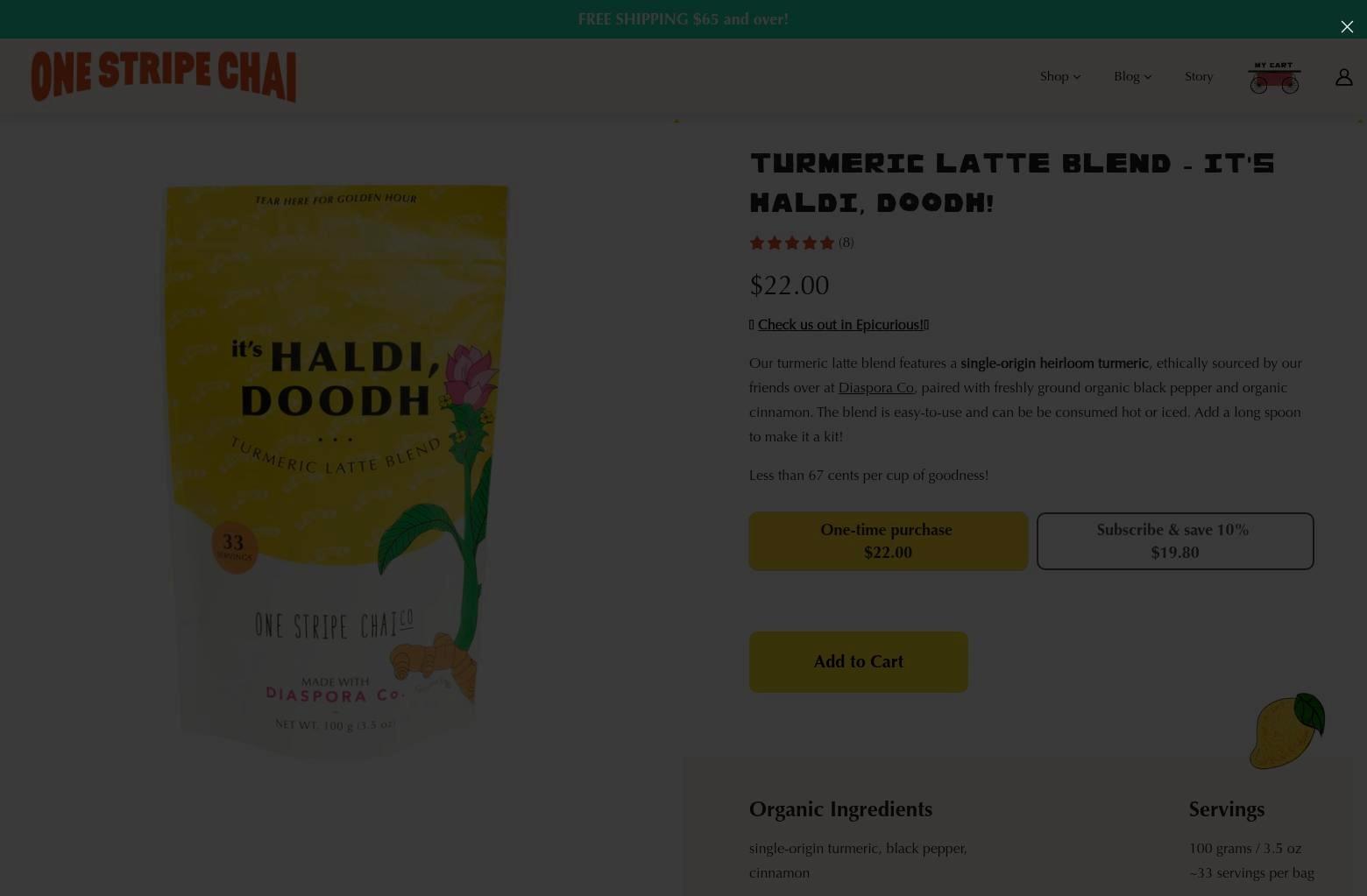 One Stripe Chai Menu