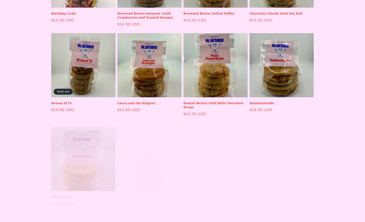 Bluebird Bakers Menu