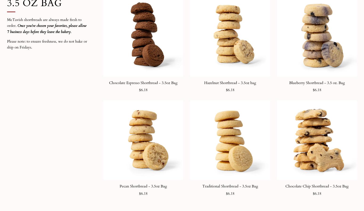 McTavish Shortbread Menu