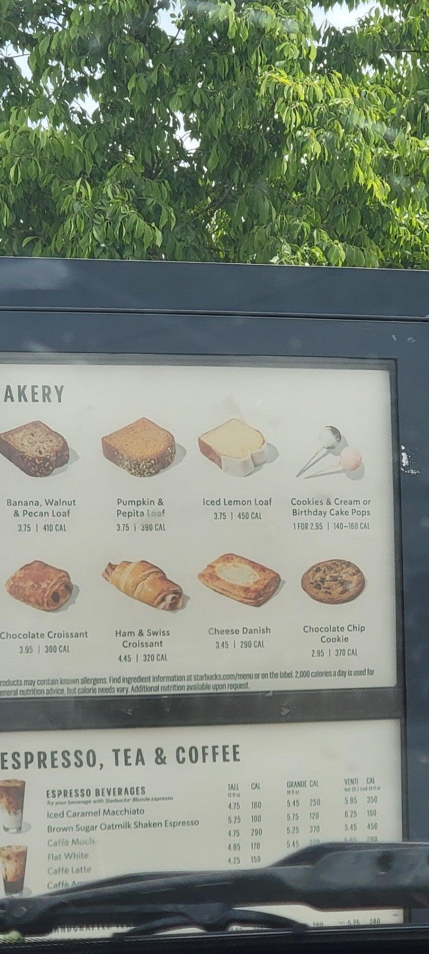 Starbucks Menu